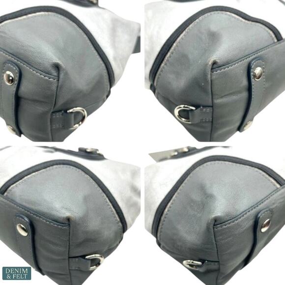 Coach Leather Satchel Gray & Black Tote Bag with Pink Lining & Top Handles - Picture 9 of 13